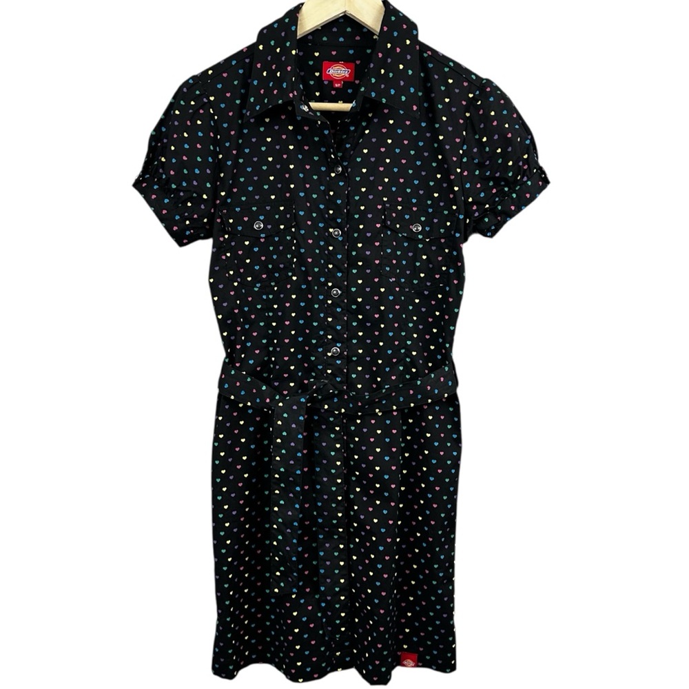 Dickies Old School Heart Print Black Dress Size Small